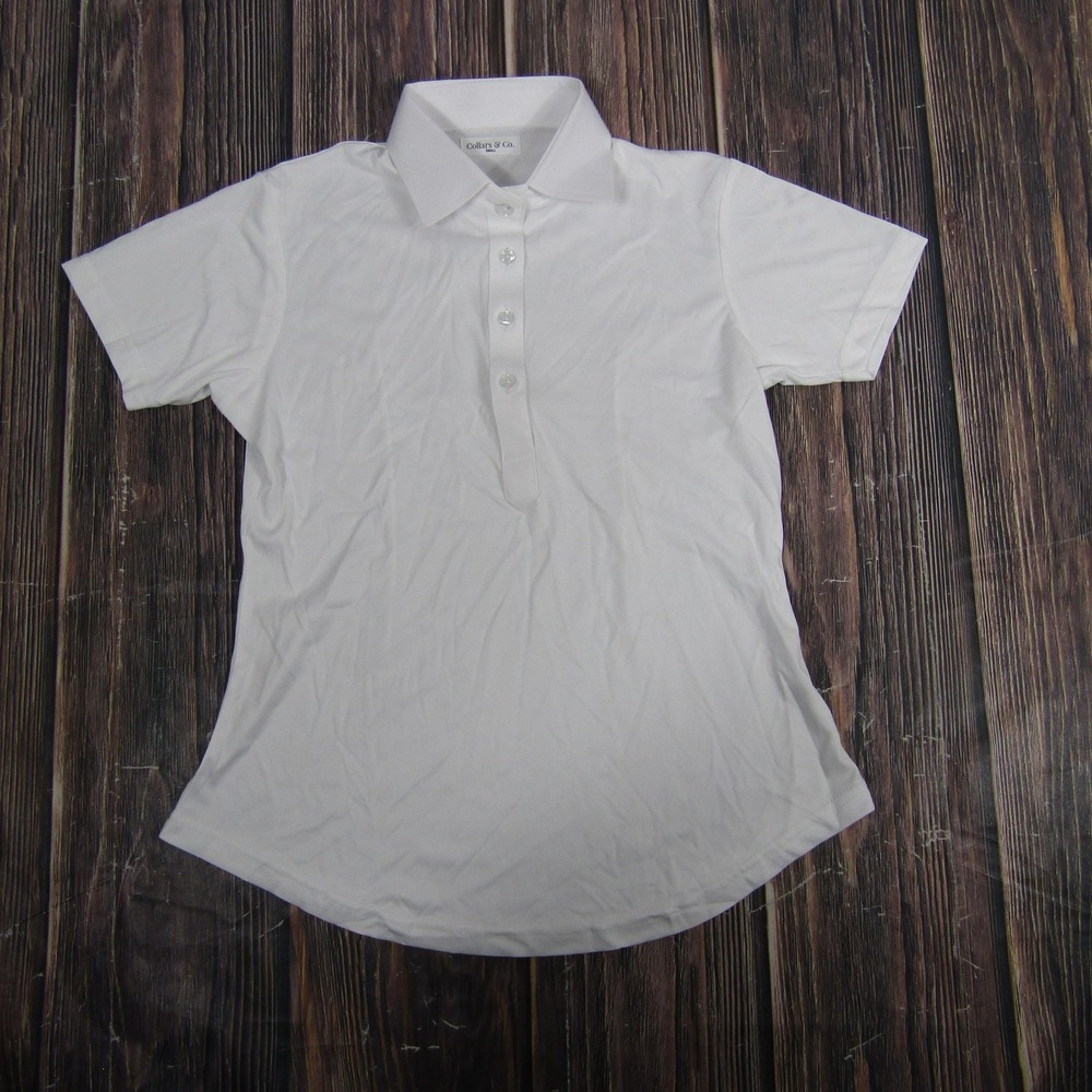 Collars & Co Shirt Womens Small White Dress Collar Polo Performance Golf Stretch